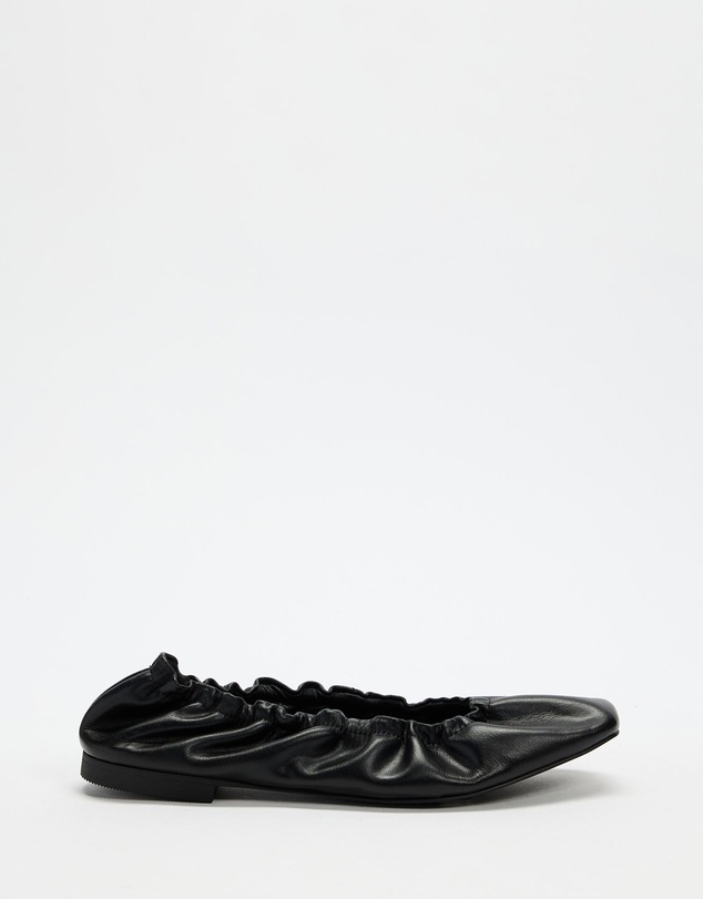 AERE - Lola Ruched Leather Ballet Flats