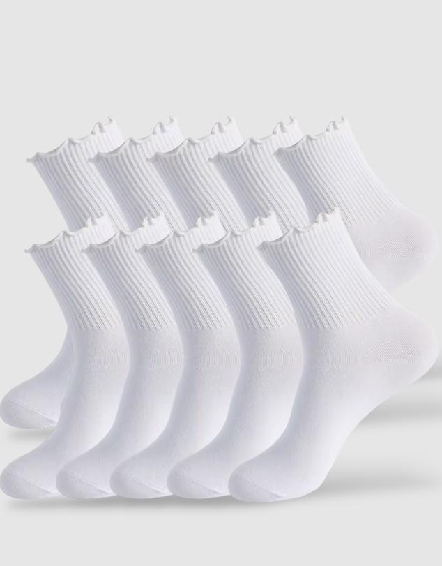 High Heel Jungle - Premium Cotton Frill Edge Socks- 5 Pack
