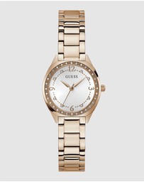 GUESS - Rose Gold-Tone 30mm White Dial with Crystal Bezel Women's Watch