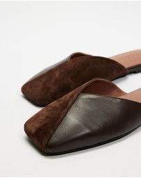 AERE - Suede Leather Spliced Slides