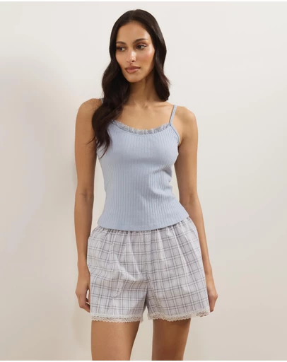 Atmos&Here - Lily Check Short and Pointelle Cami Pyjama Set