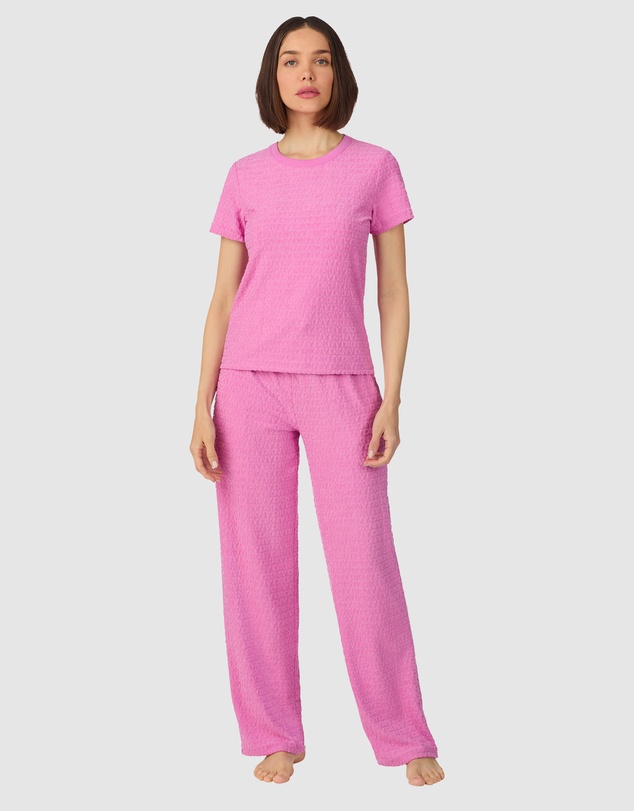DKNY - Jacquard Logo Terry Short Sleeve T-Shirt & Pant Long Pyjama Set