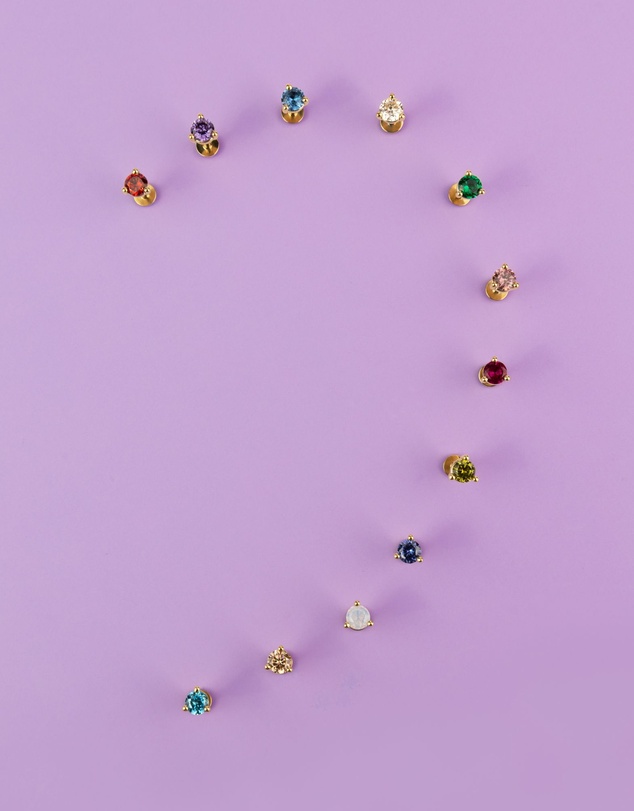 Wanderlust + Co - Birthstone Gold Flat Back Earring - Apr