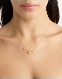 By Charlotte - Gold Lotus Birthstone Necklace - April