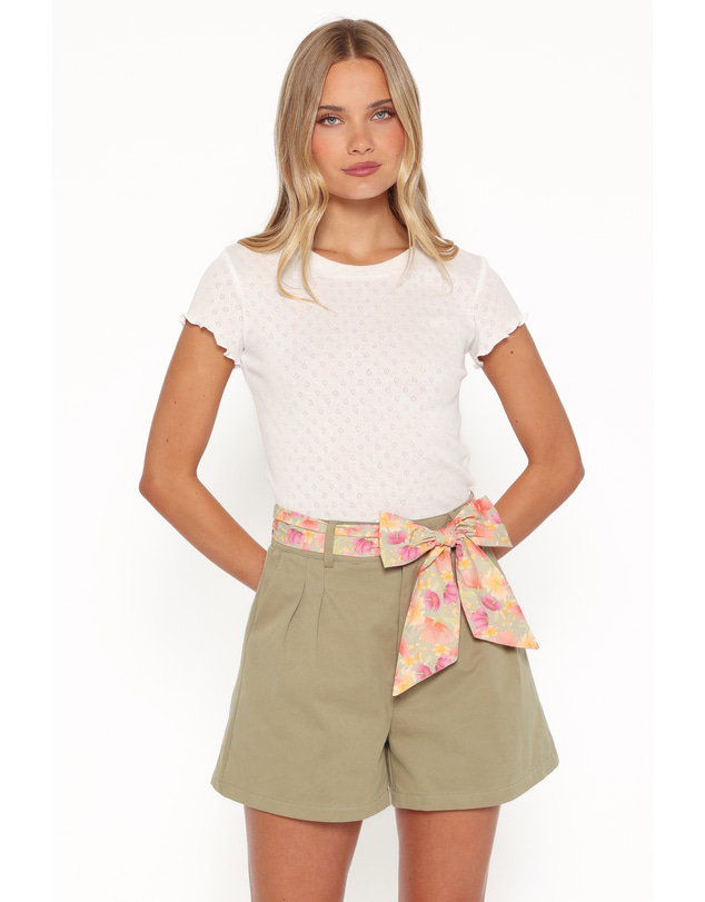 Petal & Pup - Davey Scarf Tie Shorts - Olive Green