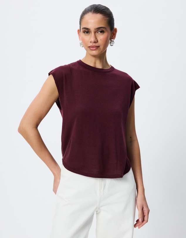 Tussah - Celeste Crew Neck Loose Fit Grown On Sleeve Top