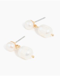 Lovisa - Gold Plated Freshwater Pearl Drop Earrings