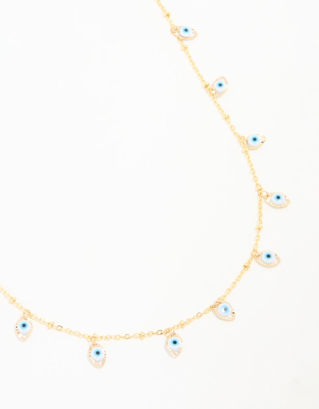 Lovisa - Waterproof Gold Plated Stainless Steel Evil Eye Necklace