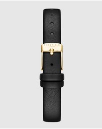 Rosefield - Ovale Black Matte Gold-Tone Black Leather Watch