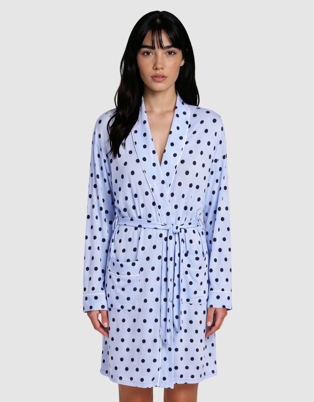Sant And Abel - Women's Spotty Blue Bamboo Robe