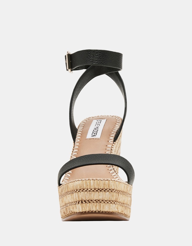 Steve Madden - Cassie Black Leather Sandals