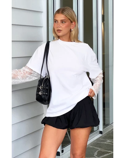 Beginning Boutique - Constance Black Bubble Hem Shorts