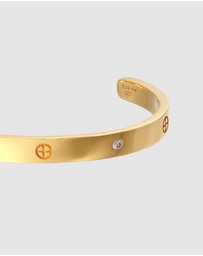 Elli Jewelry - Bracelet Bangle Cross Basic Geo Zirconia 925 Sterling Silver gold plated