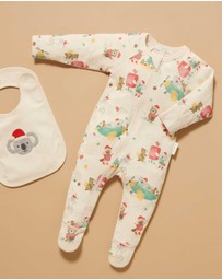 Purebaby - Christmas Zip Growsuit -Kids-Babies
