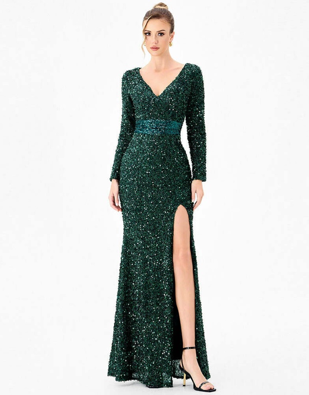 Bariano - Clyra Sleeved Sequin Maxi