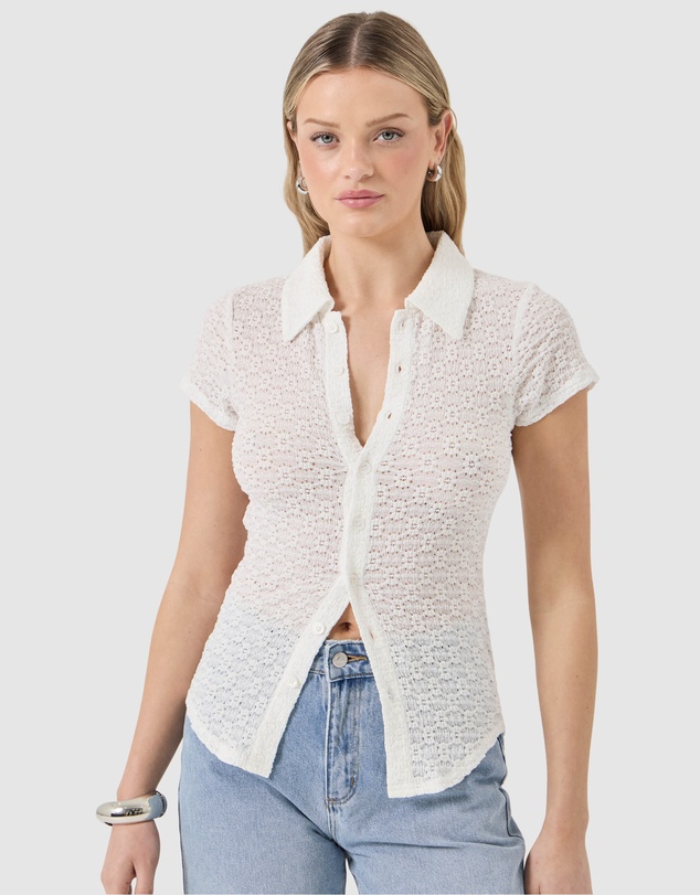 Rolla's - Daisy Lace Short Sleeve Shirt
