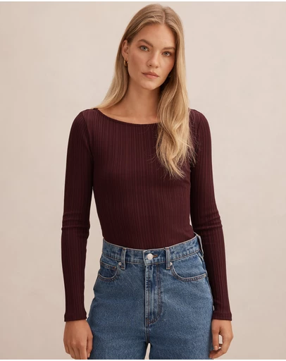 Forever New - Minka Ribbed Boat Neck Top