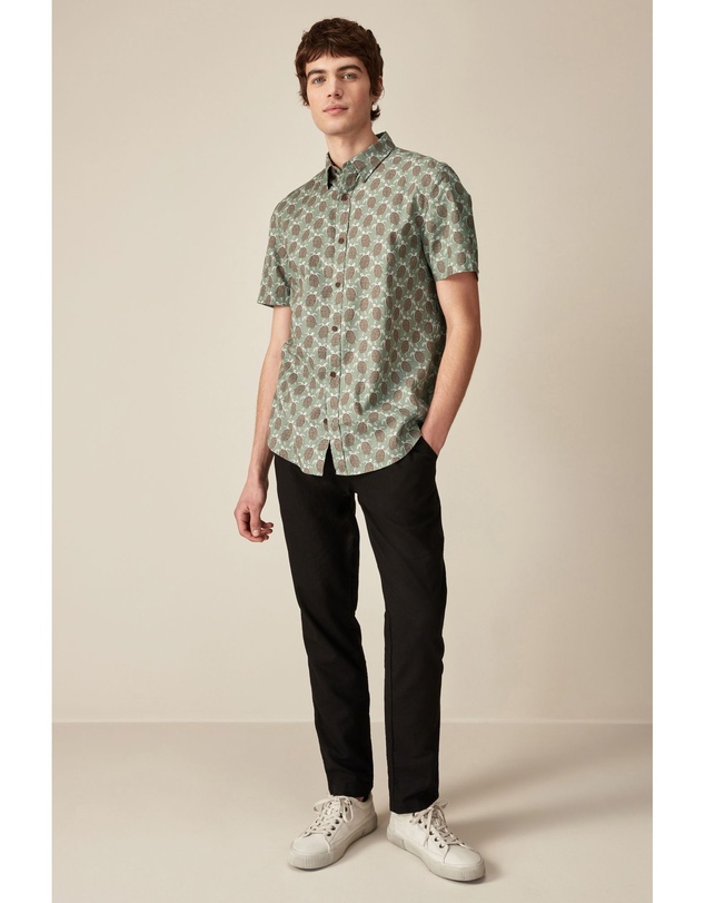NEXT - Linen Blend Printed Short Sleeve Shirt