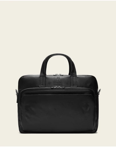 Republic of Florence - Pretoria Matt Black Leather Laptop Briefcase