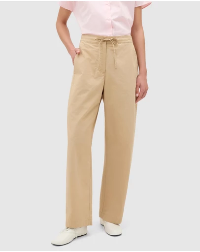 Oroton - Barrel Leg Cotton Pants