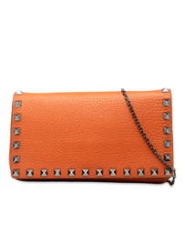 Pre-Loved by Azura Reborn - Pre-Loved Pebbled Calfskin Rockstud Clutch on Chain