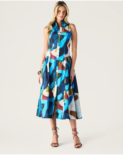 MOS The Label - Celestia Print Sleeveless Midi Dress