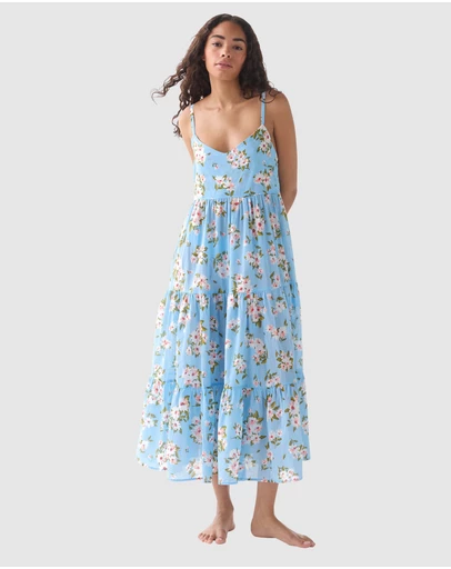 Kate Spade - Spring Daisies Tiered Midi Tie-Back Cotton Beach Dress & Cover-Up