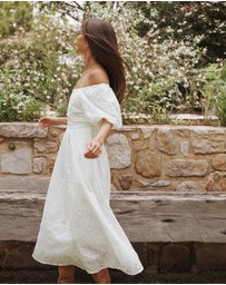 Petal & Pup - Clo Puff Sleeve Midi Dress - White Broderie