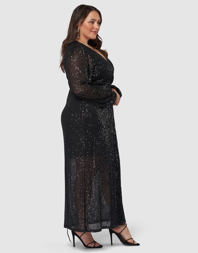 Pink Dusk by Curve Project - All I Want Sequin Maxi Dress