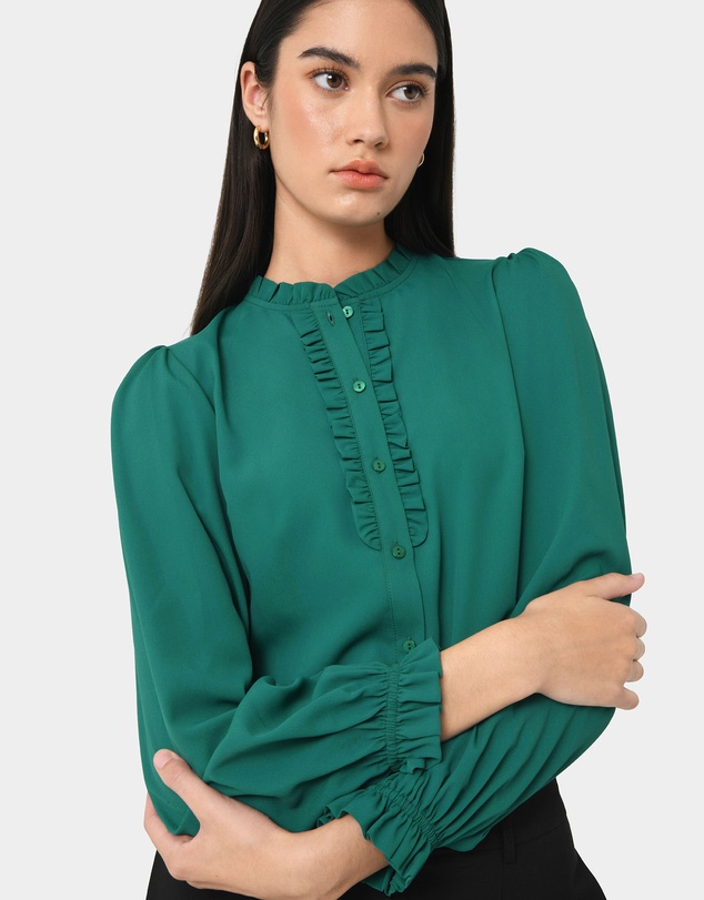 Forcast - Emilie Ruffle Long Sleeve Blouse