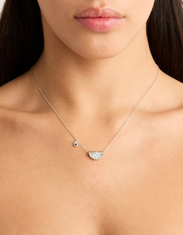 By Charlotte - Lotus Birthstone Necklace - December - Blue Topaz