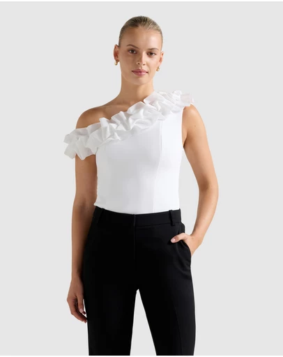 Forever New - Sadie Tipped Shoulder Ruffle Top