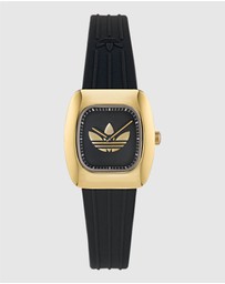 adidas Originals - Retro Wave One XS IP Gold-Tone Black Silicone Watch