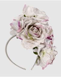 Max Alexander - Large Silver & Lilac Flower Fascinator Headband