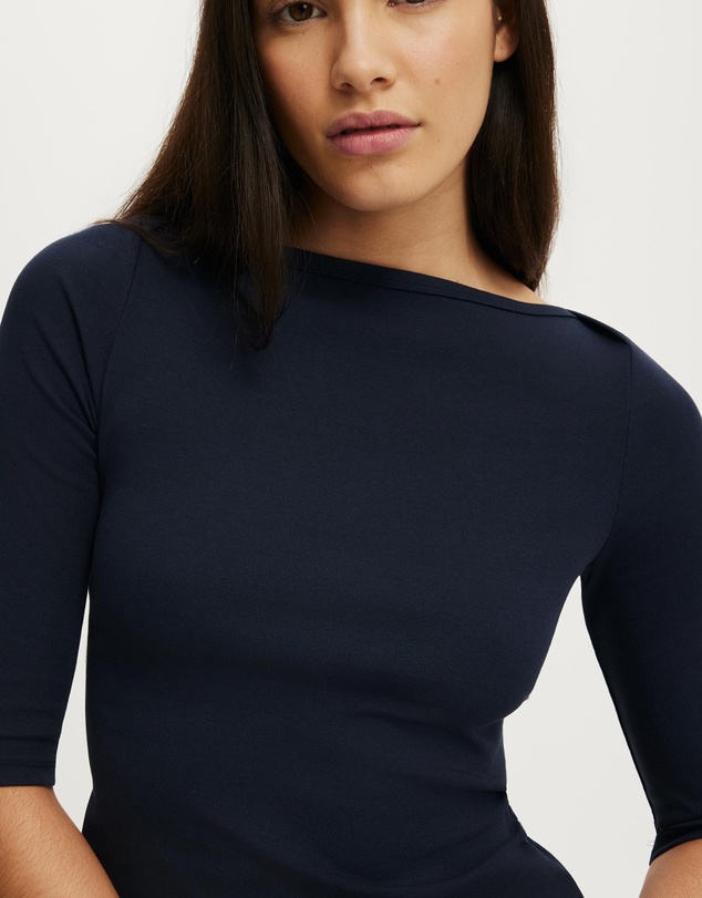 Cotton On - 90S Boatneck ¾ Sleeve