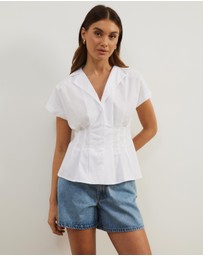 Atmos&Here - Marcy Pin Tuck Short Sleeve Shirt