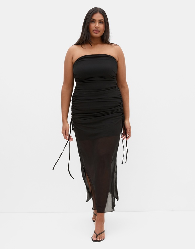 City Chic - Plus size Shelly Strapless Mesh Maxi Dress