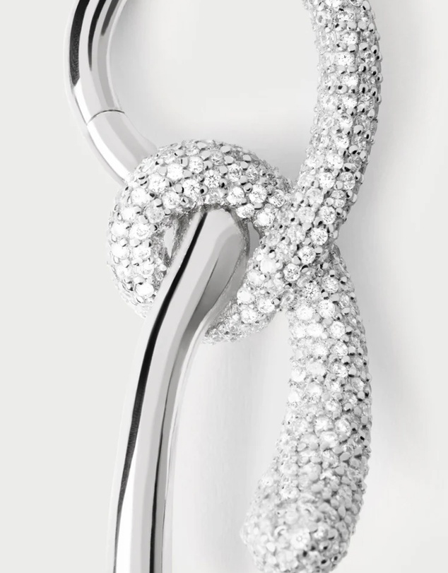 PDPAOLA - Pave Twist Silver Hoop Earrings
