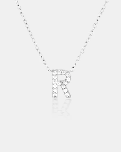 The Silver Collective - A-Z Letter Necklace Silver - R