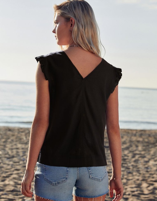NEXT - Linen Blend Ruffle Sleeve Top