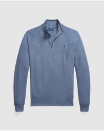 Polo Ralph Lauren - ICONIC EXCLUSIVE - Big & Tall - Mesh-Knit Cotton Quarter-Zip Sweater
