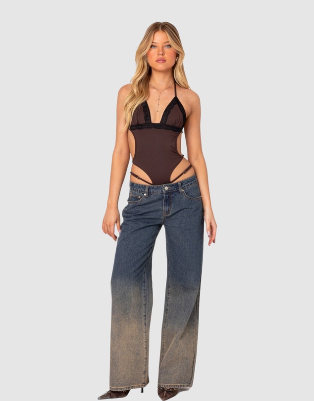 EDIKTED - Strappy Lace Trim Bodysuit