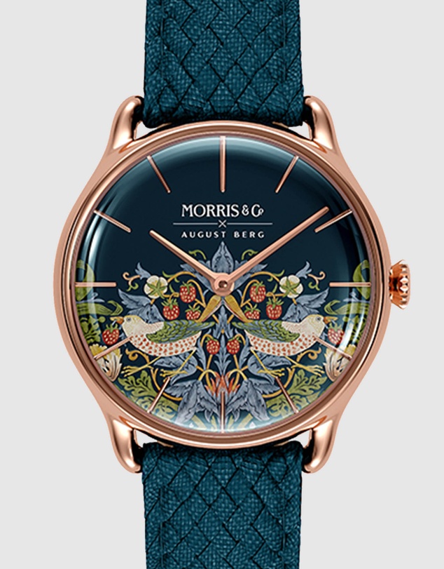August Berg - Morris & Co 30mm Indigo Strawberry Thief Watch