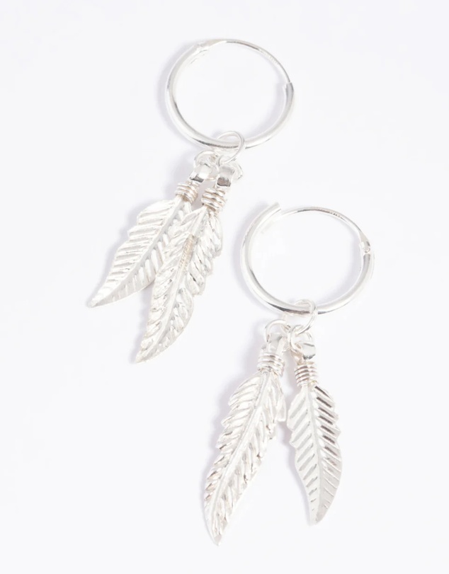 Lovisa - Sterling Silver Leaves Huggie Hoop Earrings