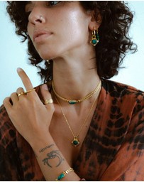 Ottoman Hands - Esther Emerald and Pearl Drop Hoop Earrings