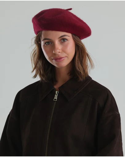 Morgan & Taylor - Lisa Wool Beret in Burgundy Red
