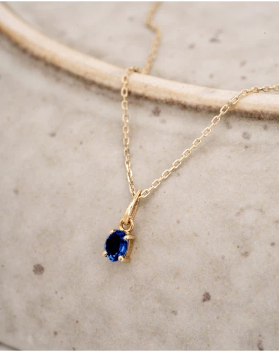 Luna Rae - Solid Gold - Sapphire Necklace