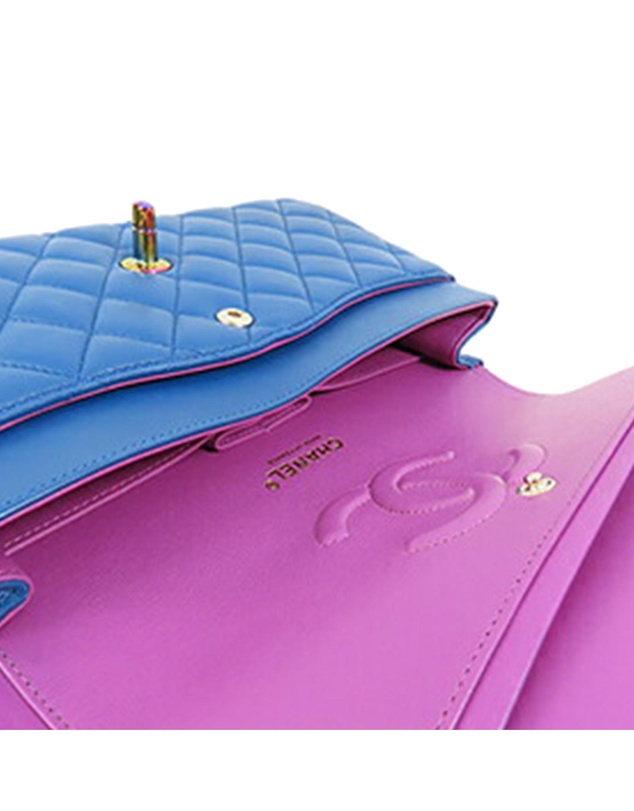 Pre-Loved by Azura Reborn - Pre-Loved Medium Classic Lambskin Rainbow Hardware Double Flap