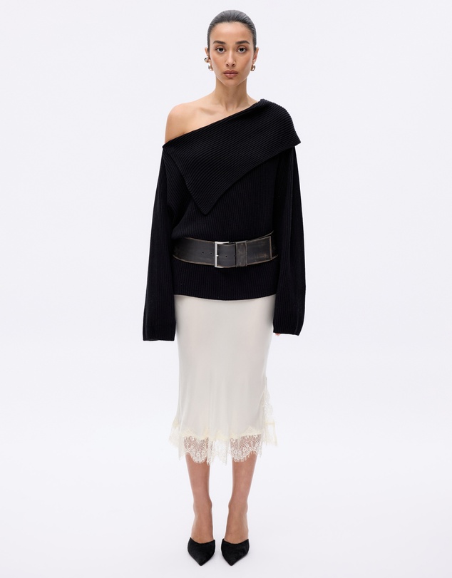 Minima Esenciales - Vireo Cotton Cashmere Blend Off Shoulder Knit Top