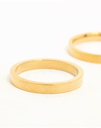 Lovisa - Waterproof Gold Plated Stainless Steel Cubic Zirconia Band Rings 2-Pack